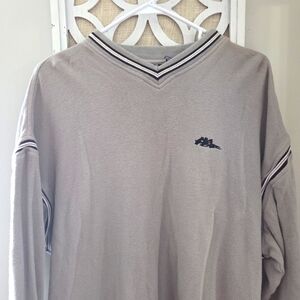 Vintage No Fear Baggy Large Long Sleeve V Neck Shirt‎ 90s Skater Y2K Grunge Gray